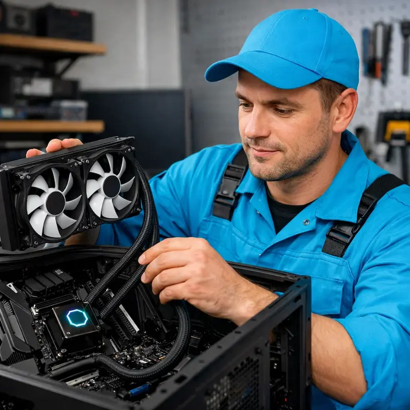 Установка водяного охлаждения на компьютер в Хосте