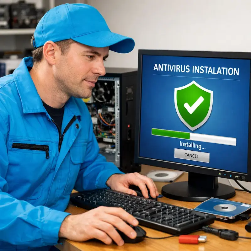 Установка антивируса на ноутбук в Хосте