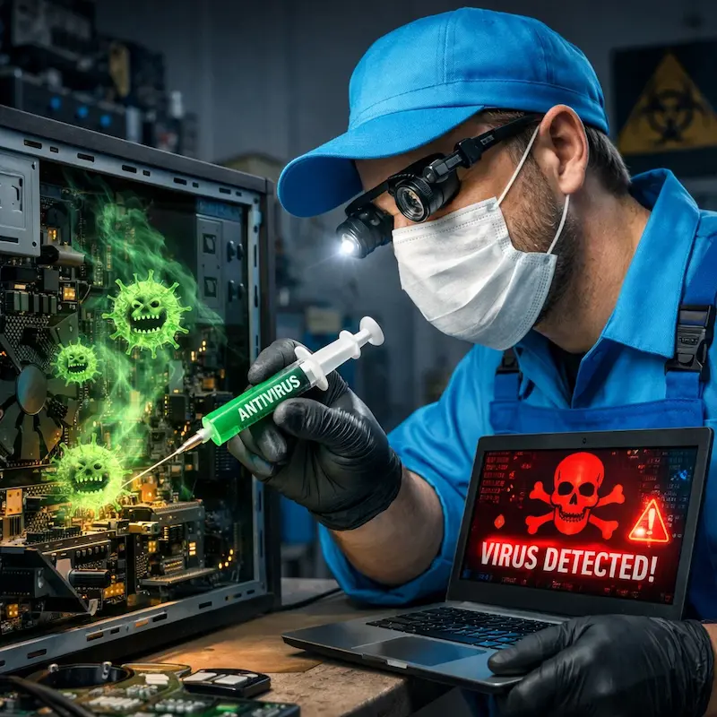 Лечение компьютера от вирусов в Хосте на дому